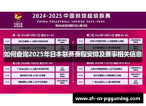 如何查询2025年日本联赛赛程安排及赛事相关信息